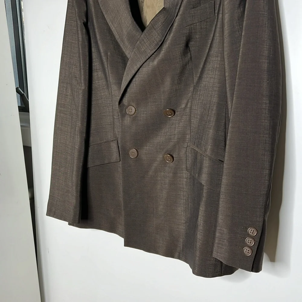 MaxMara Sz 44 /14 Double Breasted Double Vented Summer Wool Mohair Fillet Blazer